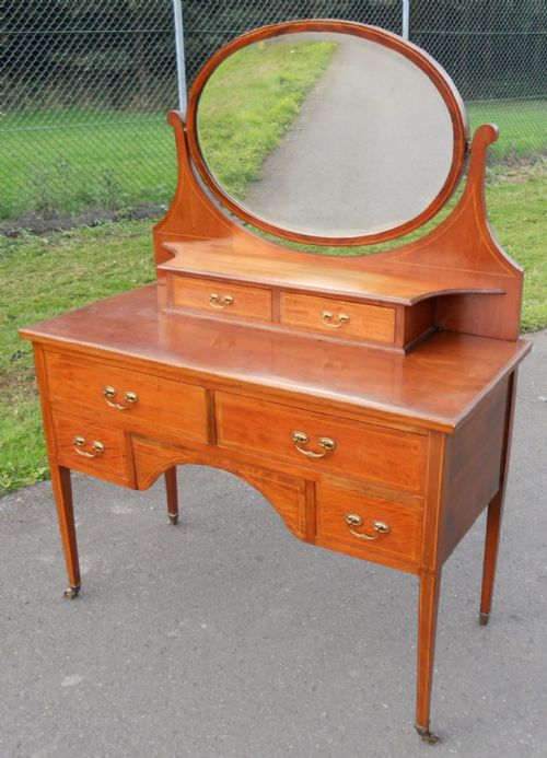fig 1. Edwardian Inlaid Mahogany Kneehole Dressing Table