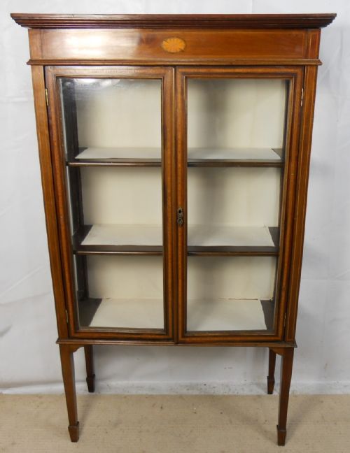 Edwardian Inlaid Mahogany China Display Cabinet