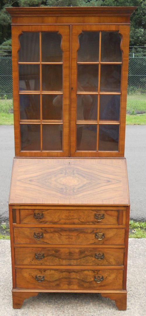 Georgian Style Walnut Bureau Bookcase