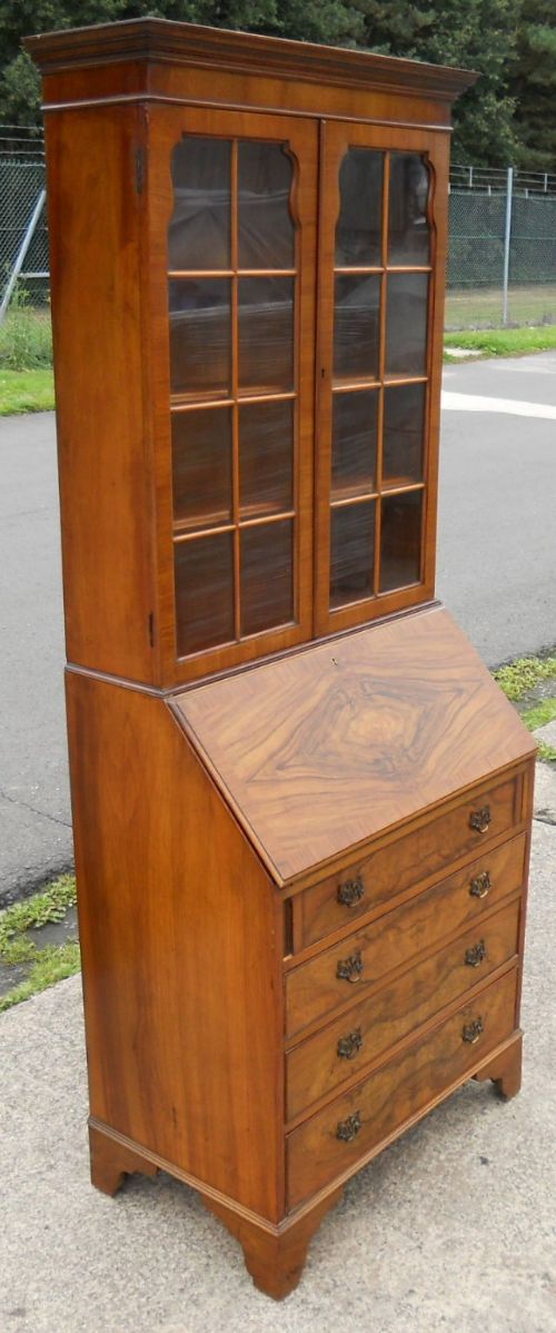 fig 1. Georgian Style Walnut Bureau Bookcase