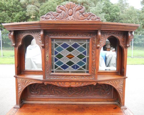 fig 1. Victorian Carved Oak Mirrorback Sideboard 