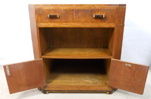 fig 1. Deco Walnut Centre Bookcase Cupboard 