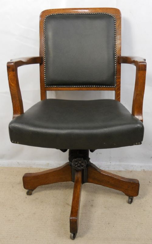 Oak Framed Swivel Office Armchair