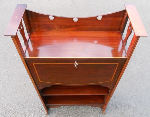 ART NOUVEAU INLAID MAHOGANY WRITING BUREAU - ADDITIONAL PHOTO 4