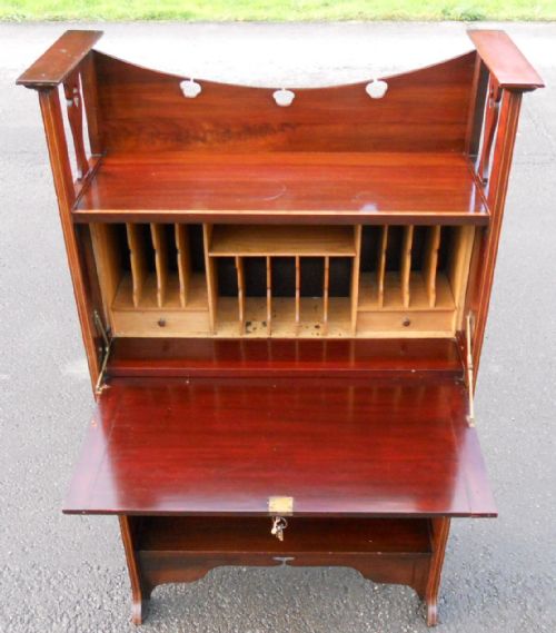 ART NOUVEAU INLAID MAHOGANY WRITING BUREAU - ADDITIONAL PHOTO 7