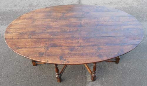 Jacobean Style Large Oval Oak Double Gateleg Dining Table to Seat Ten