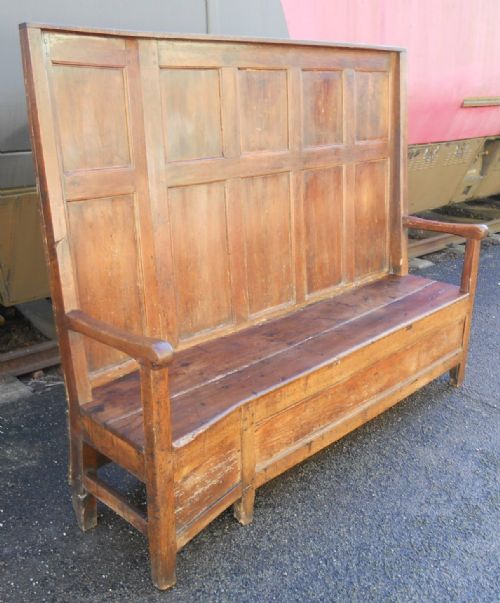GEORGIAN OAK ELM TAVERN BOX PANELLED SETTLE - ADDITIONAL PHOTO 2