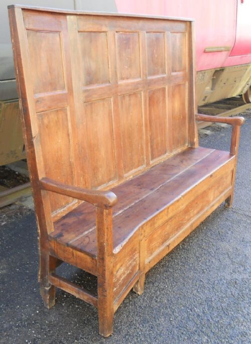 GEORGIAN OAK ELM TAVERN BOX PANELLED SETTLE - ADDITIONAL PHOTO 3