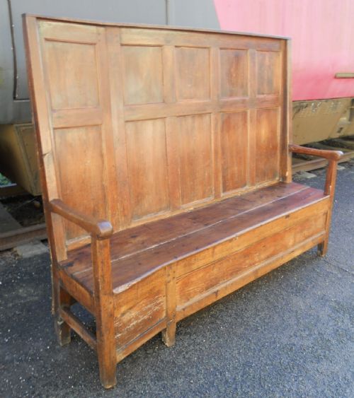 GEORGIAN OAK ELM TAVERN BOX PANELLED SETTLE - ADDITIONAL PHOTO 4
