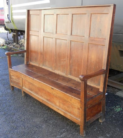 GEORGIAN OAK ELM TAVERN BOX PANELLED SETTLE - ADDITIONAL PHOTO 6
