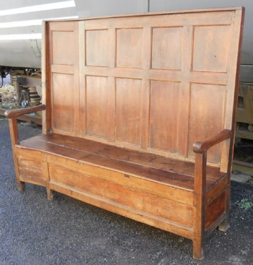 GEORGIAN OAK ELM TAVERN BOX PANELLED SETTLE - ADDITIONAL PHOTO 7