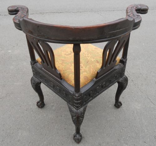 VICTORIAN CARVED OAK CORNER ARMCHAIR - ADDITIONAL PHOTO 7