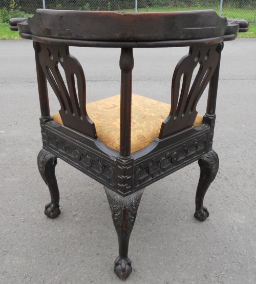 VICTORIAN CARVED OAK CORNER ARMCHAIR - ADDITIONAL PHOTO 8