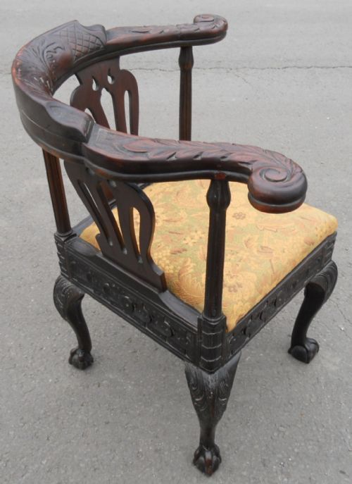 VICTORIAN CARVED OAK CORNER ARMCHAIR - ADDITIONAL PHOTO 9