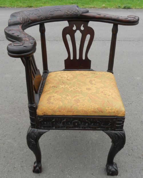 VICTORIAN CARVED OAK CORNER ARMCHAIR - ADDITIONAL PHOTO 10