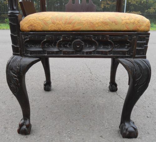 VICTORIAN CARVED OAK CORNER ARMCHAIR - ADDITIONAL PHOTO 11