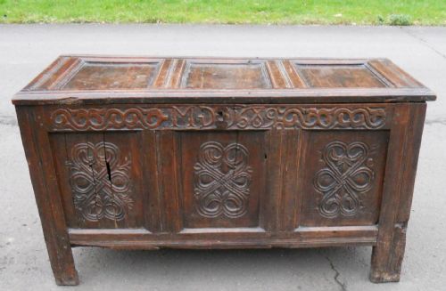 Carved Oak Blanket Chest Coffer