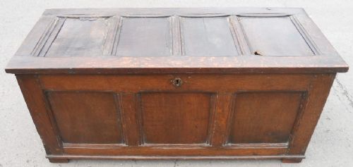 Antique Oak Blanket Chest with Metal Liner