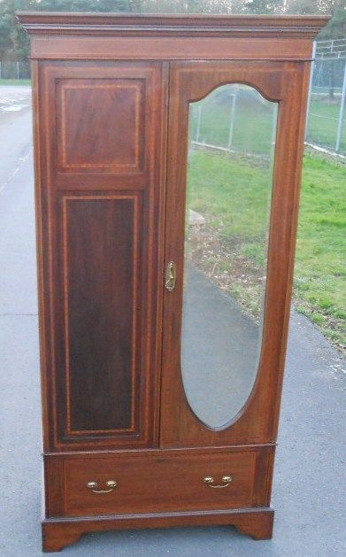 fig 1. Edwardian Inlaid Mahogany Hanging Single Wardrobe