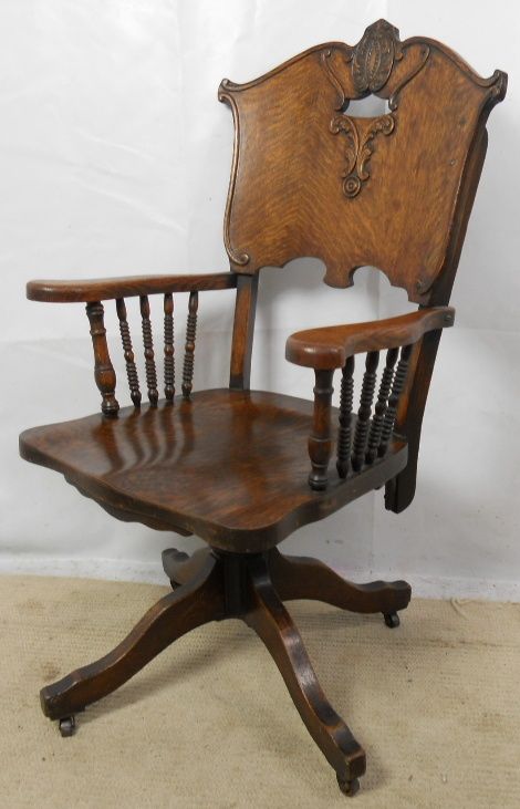 Oak Swivel Office Armchair