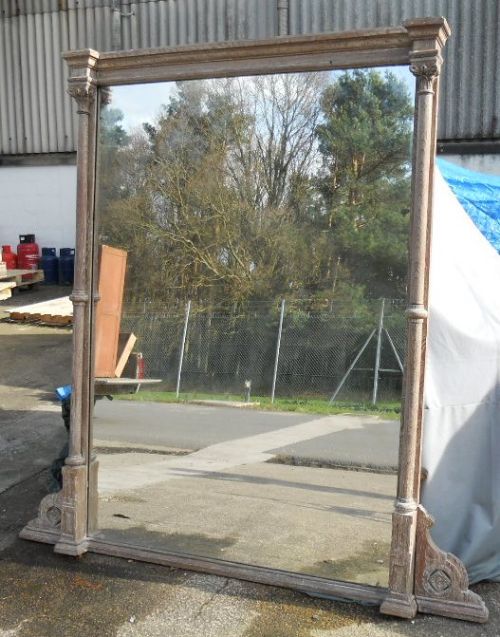 Large Victorian Limed Oak Wall Mirror
