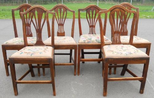 Six Georgian Oak Dining Chairs