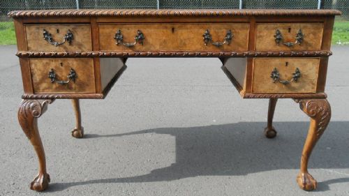 fig 1. Chippendale Style Walnut Kneehole Writing Desk