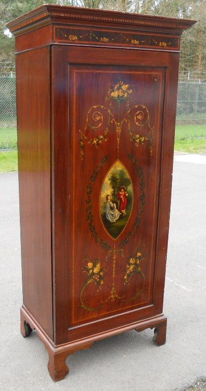 fig 1. Edwardian Small Inlaid Mahogany Hanging Wardrobe