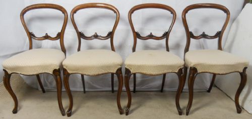 Set of Four Victorian Walnut Dining Chairs