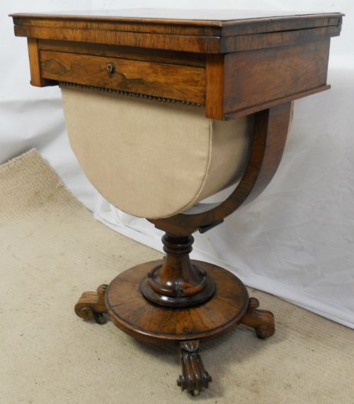 Regency Rosewood Ladies Foldover Games Table / Workbox