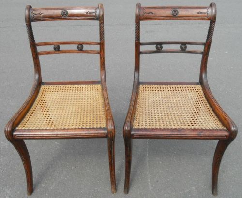 Pair Regency Rosewood Sabre Leg Dining Chairs