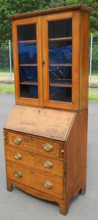 fig 1. Victorian Small Oak Country Bureau Bookcase
