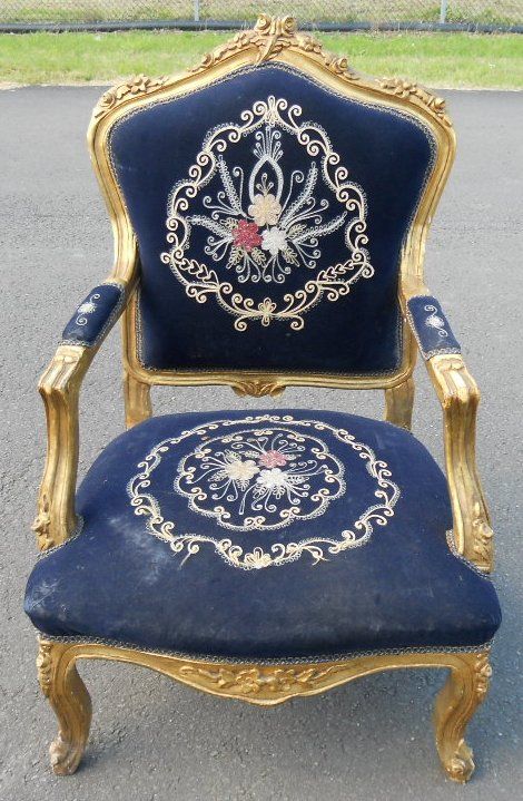 Gilt Frame Upholstered Armchair