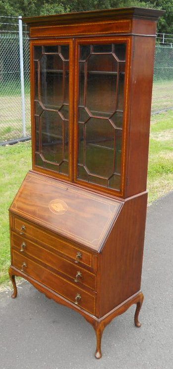 fig 2. Edwardian Inlaid Mahogany Bureau Bookcase