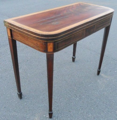 Georgian Mahogany Inlaid Foldover Card Table