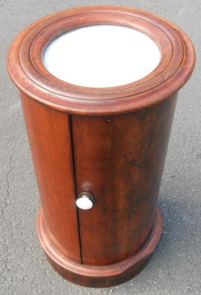 Victorian Marble Top Round Mahogany Bedside Cabinet