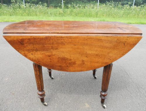 Victorian Solid Mahogany Circular Dropleaf Dining Table
