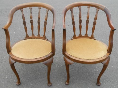 Pair Adam's Style Mahogany Salon Tub Armchairs