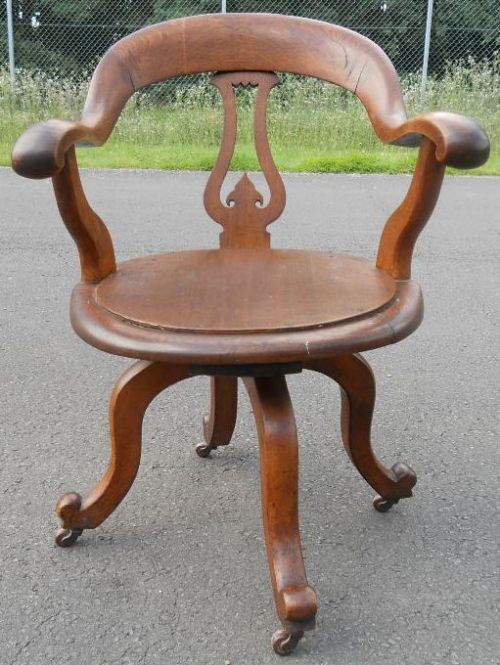 Victorian Oak Swivel Office Armchair