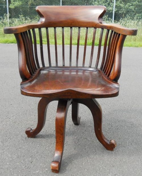 Victorian Mahogany Swivel Office Desk Armchair
