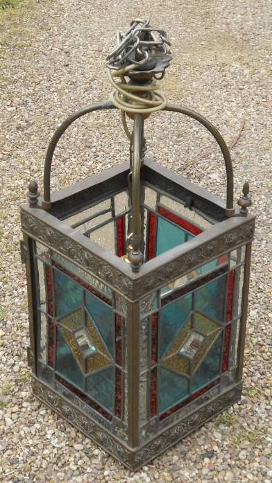 Edwardian Brass Hanging Hall Lantern