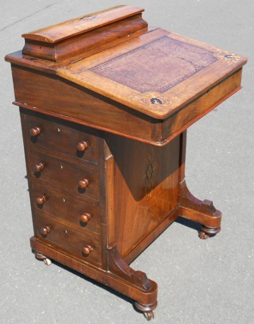 Victorian Inlaid Walnut Davenport Writing Desk