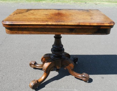 Victorian Burr Walnut Foldover Card Table