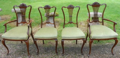 Set of Four Edwardian Mahogany Salon Chairs
