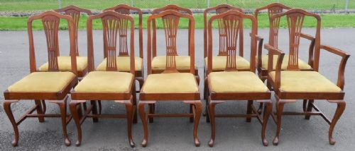 Set of Ten Oak Dining Chairs