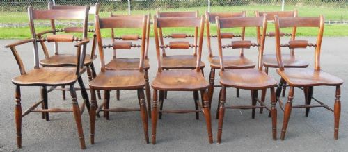 Set of Ten Elm Kitchen Dining Chairs