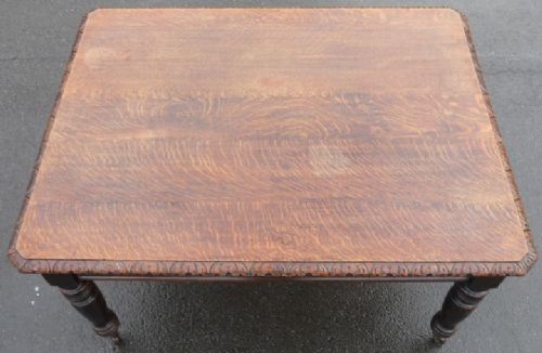 VICTORIAN CARVED OAK DINING TABLE