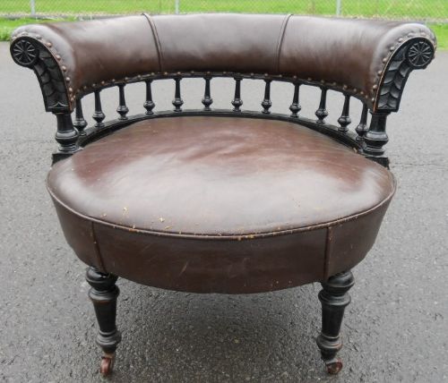 Victorian Leather Tub Armchair