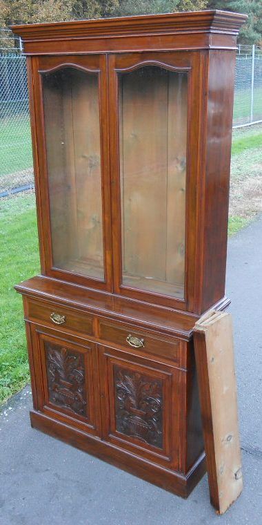 fig 1. Edwardian Walnut Bookcase Cabinet