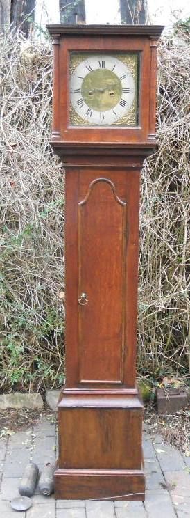 Georgian Oak Case Brass Face Eight Day Grandfather Clock